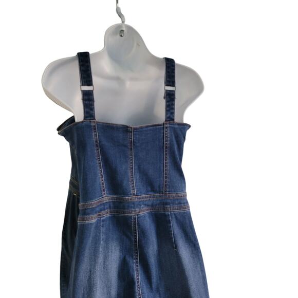 GUESS Denim Fitted Jumpsuit Blue Wash Small Western country - Picture 5 of 10